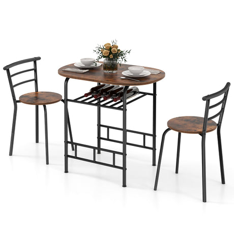 Juego de mesa de comedor de 3 piezas y 2 sillas para cocina, bistró, pub y hogar
