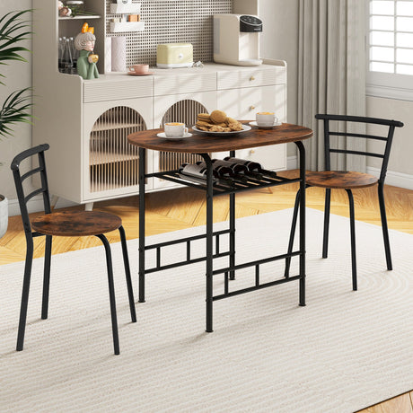 Juego de mesa de comedor de 3 piezas y 2 sillas para cocina, bistró, pub y hogar