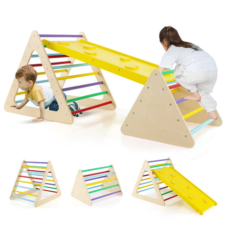 Set de 3 piezas de triángulos Montessori para niños pequeños con 2 triángulos de escalada y 1 rampa - Colorido