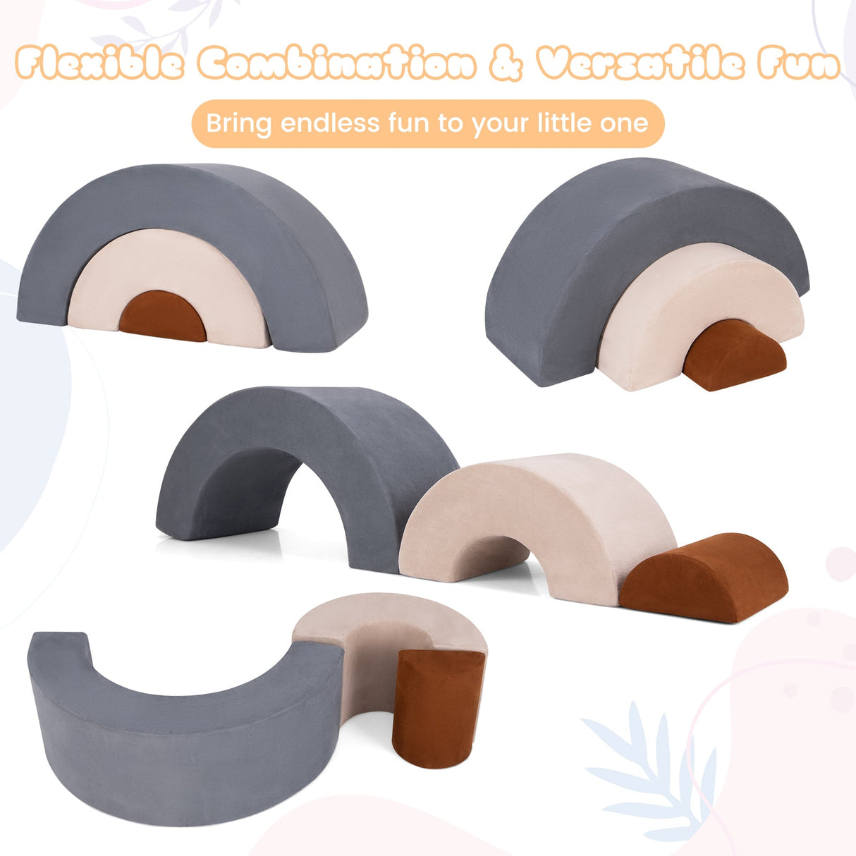 Juguetes de escalada para niños pequeños de 3 piezas, equipo de juegos suaves para interiores - Gris