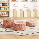 Juego de 3 taburetes con diseño de tronco de árbol y estampado de madera, decoración natural