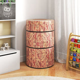 Juego de 3 taburetes con diseño de tronco de árbol y estampado de madera, decoración natural