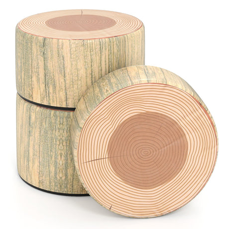 Juego de 3 taburetes con diseño de tronco de árbol y estampado de madera, decoración natural