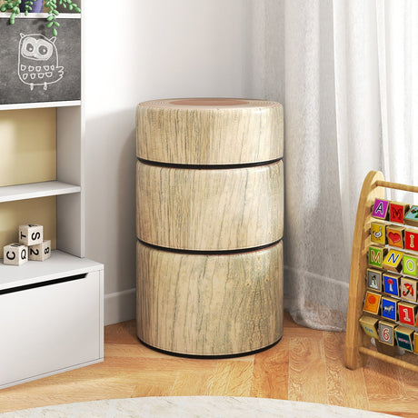 Juego de 3 taburetes con diseño de tronco de árbol y estampado de madera, decoración natural