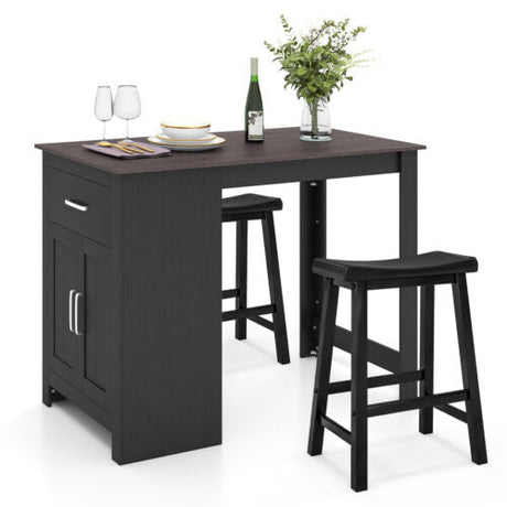 Juego de mesa de bar de 3 piezas para 2 personas con 2 taburetes de montar para comedor