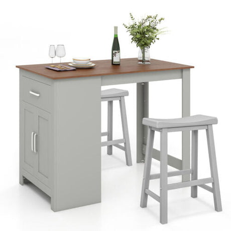 Juego de mesa de bar de 3 piezas para 2 personas con 2 taburetes de montar para comedor