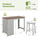 Juego de mesa de bar de 3 piezas para 2 personas con 2 taburetes de montar para comedor