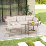 Muebles de patio de esquina de 3 piezas con mesa de centro pequeña - Beige