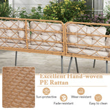 Muebles de patio de esquina de 3 piezas con mesa de centro pequeña - Beige