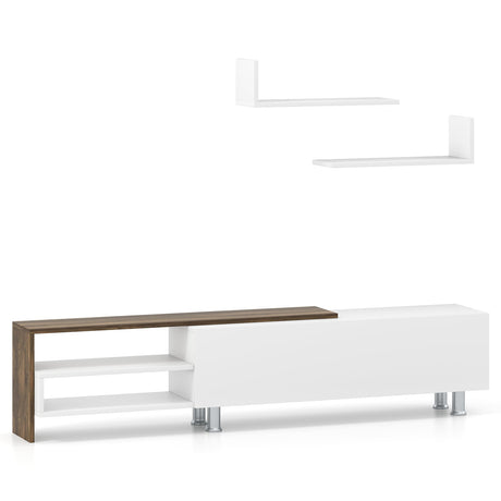 Mueble de TV de Granja de 3 Piezas para Televisores de hasta 80 Pulgadas con Armario y Compartimentos-Blanco