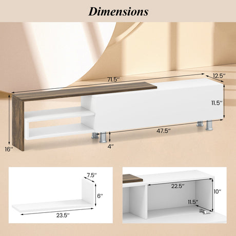 Mueble de TV de Granja de 3 Piezas para Televisores de hasta 80 Pulgadas con Armario y Compartimentos-Blanco
