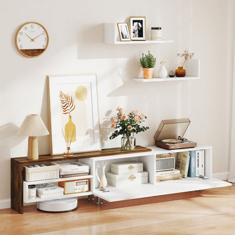 Mueble de TV de Granja de 3 Piezas para Televisores de hasta 80 Pulgadas con Armario y Compartimentos-Blanco