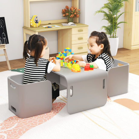 Juego de mesa y 2 sillas de madera para niños