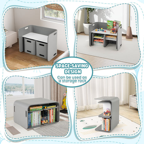 Juego de mesa y 2 sillas de madera para niños