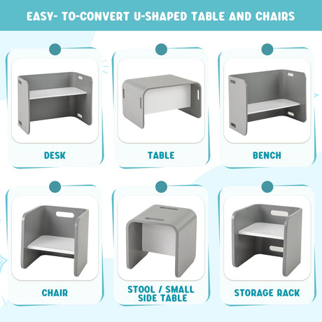 Juego de mesa y 2 sillas de madera para niños