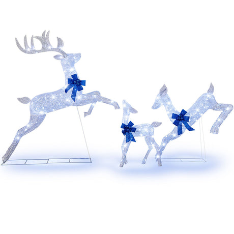 Set de 3 Renos Navideños Iluminados con 255 Luces