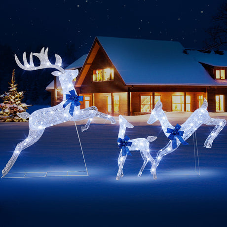 Set de 3 Renos Navideños Iluminados con 255 Luces