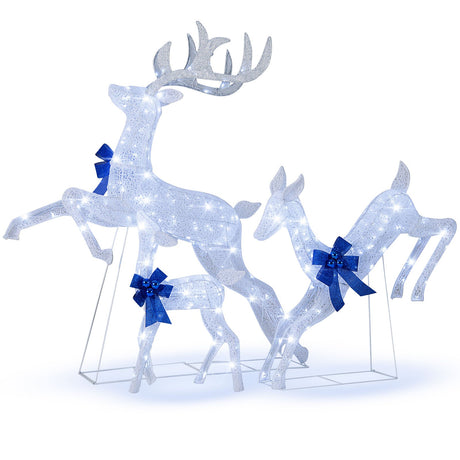 Set de 3 Renos Navideños Iluminados con 255 Luces