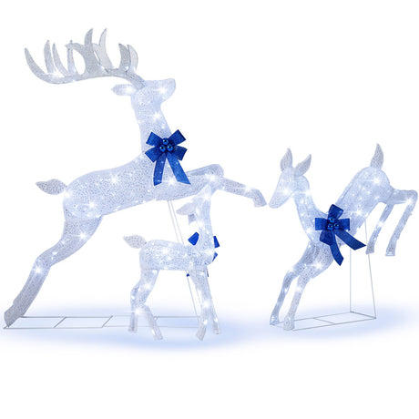 Set de 3 Renos Navideños Iluminados con 255 Luces