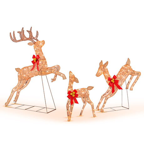 Set de 3 Renos Navideños Iluminados con 255 Luces