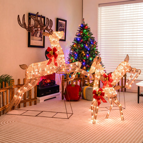 Set de 3 Renos Navideños Iluminados con 255 Luces