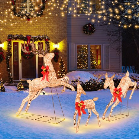 Set de 3 Renos Navideños Iluminados con 255 Luces