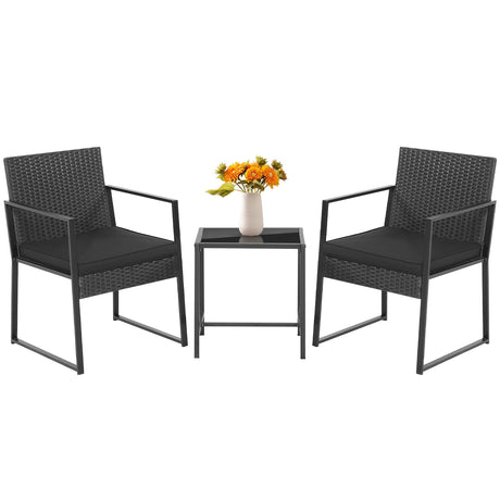 Set de 3 piezas de muebles modernos de jardín de alta resistencia con mesa de centro