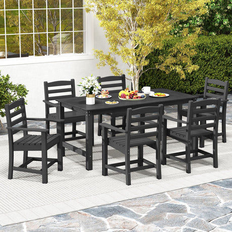 Juego de comedor de exterior de 3 piezas con 2 bancos