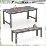 3 Pieces Outdoor Dining Table Set with 2 Benches