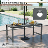 3 Pieces Outdoor Dining Table Set with 2 Benches