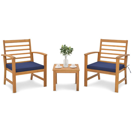 Juego de muebles de exterior de 3 piezas con cojines suaves