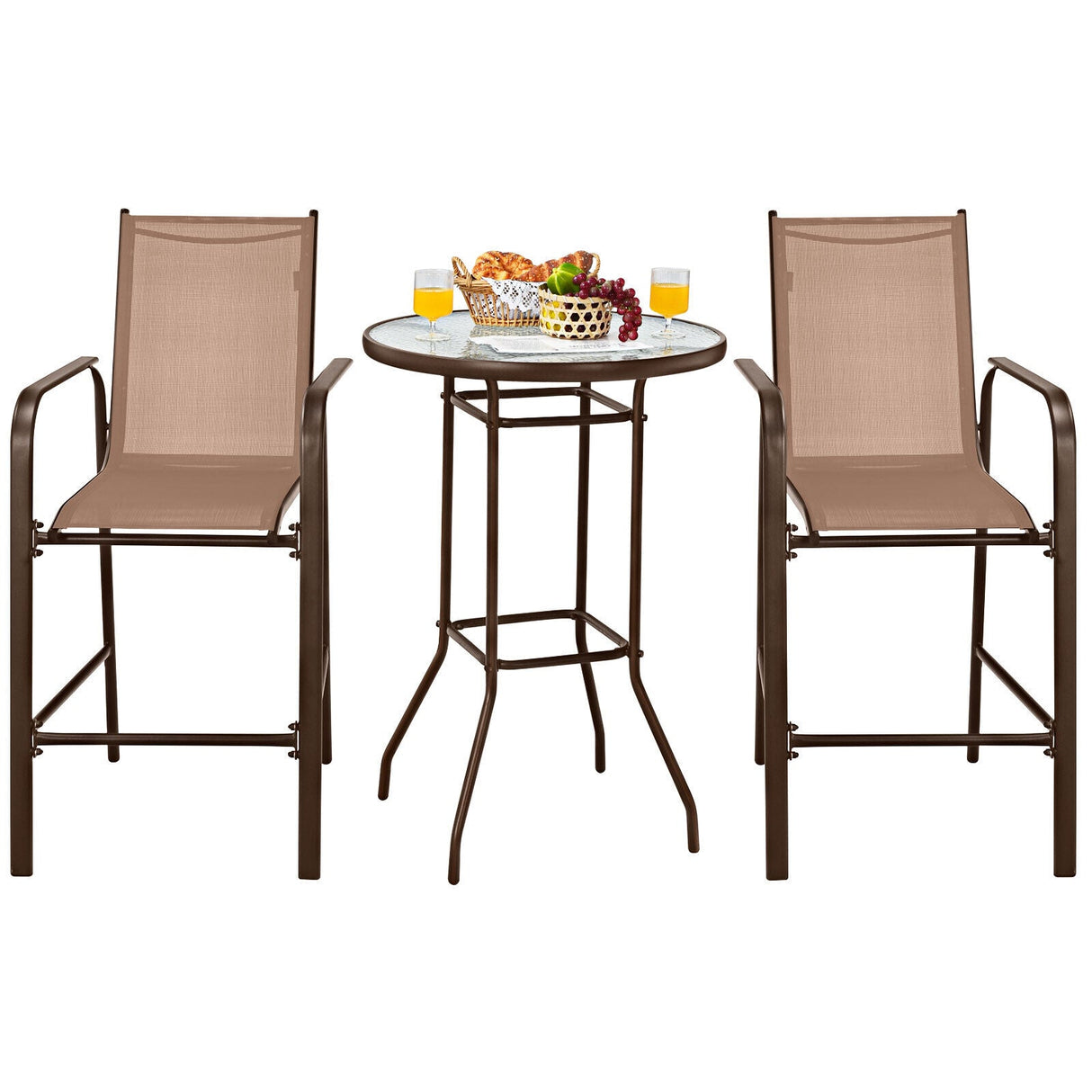Juego de 3 taburetes de mesa de bar para patio exterior