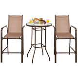 Juego de 3 taburetes de mesa de bar para patio exterior
