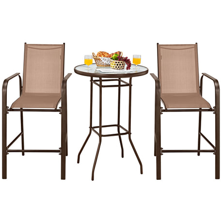 Juego de 3 taburetes de mesa de bar para patio exterior