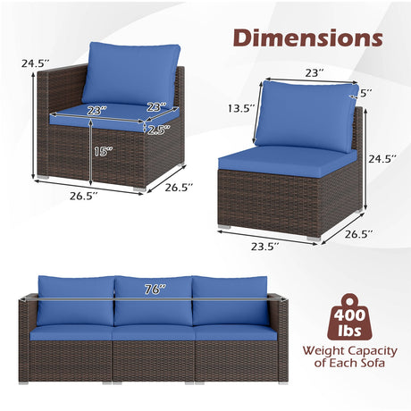 Juego de sofá seccional de patio de 3 piezas con cojines suaves