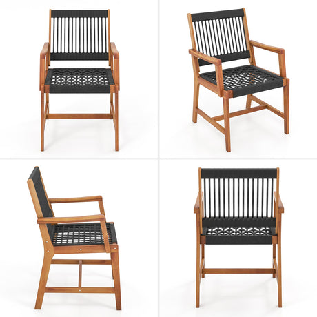 Juego de muebles de patio de 3 piezas de madera de acacia con sillones y mesa de centro