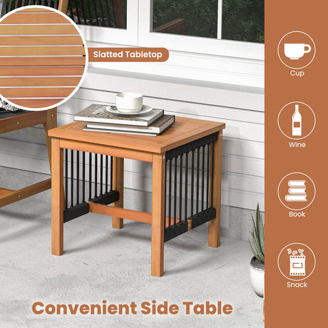 Juego de muebles de patio de 3 piezas de madera de acacia con sillones y mesa de centro
