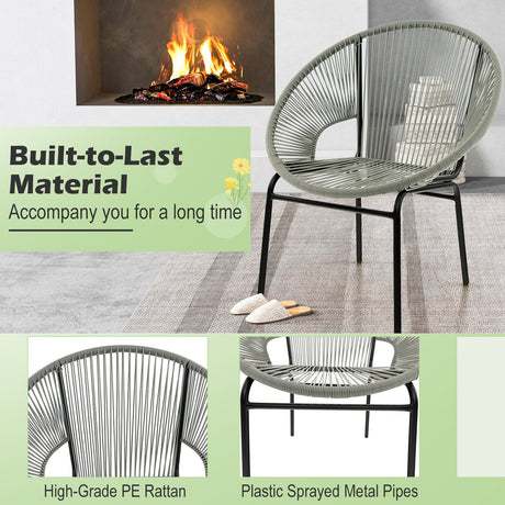 3PCS Patio Acapulco Furniture Bistro Set with GlassTable-Black