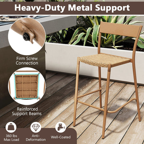 Juego de mesa de bar para patio de 3 piezas con mesa alta y 2 sillas sin brazos
