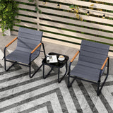 3 Pieces Patio Bistro Set Outdoor Fabric Conversation Set-Gray