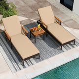 Juego de 3 tumbonas para patio, para piscina, jardín o porche