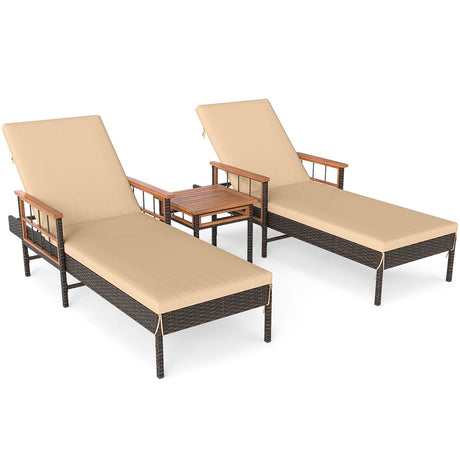 Juego de 3 tumbonas para patio, para piscina, jardín o porche