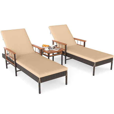 Juego de 3 tumbonas para patio, para piscina, jardín o porche