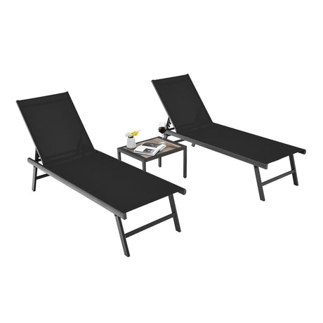 Set de 3 piezas de tumbona y mesa para patio, para piscina o jardín