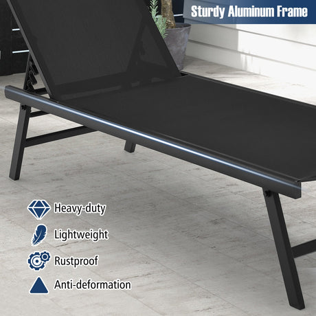 Set de 3 piezas de tumbona y mesa para patio, para piscina o jardín