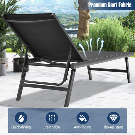 Set de 3 piezas de tumbona y mesa para patio, para piscina o jardín