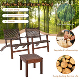 Juego de muebles de mimbre para patio exterior de madera de 3 piezas