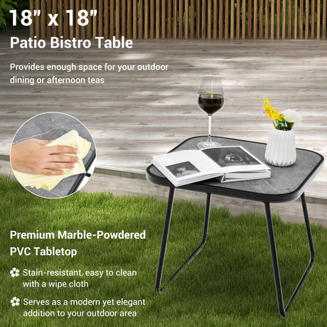 Juego de 3 tumbonas plegables para patio con mesa de PVC - Negro