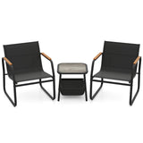 Juego de muebles de patio de 3 piezas, conjunto de conversación para balcón al aire libre - Marrón