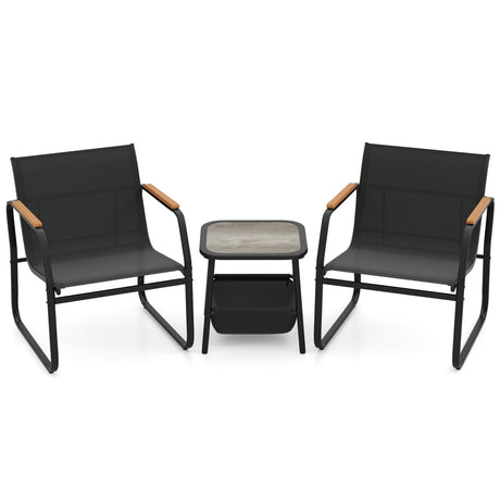 Juego de muebles de patio de 3 piezas, conjunto de conversación para balcón al aire libre - Marrón